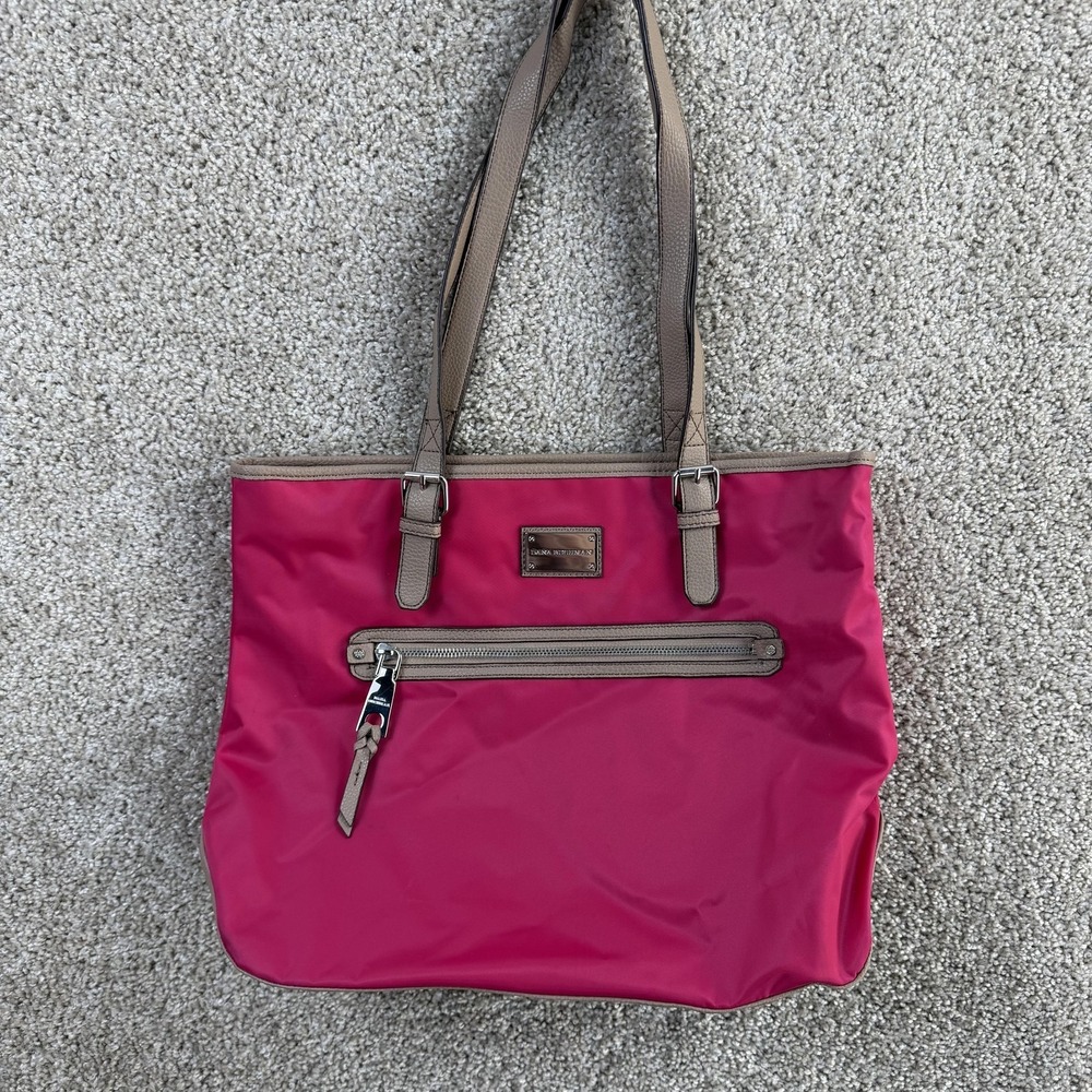 Dana Buchman Tote Bag Womens Large Pink Nylon Zip Magnetic Shoulder Purse